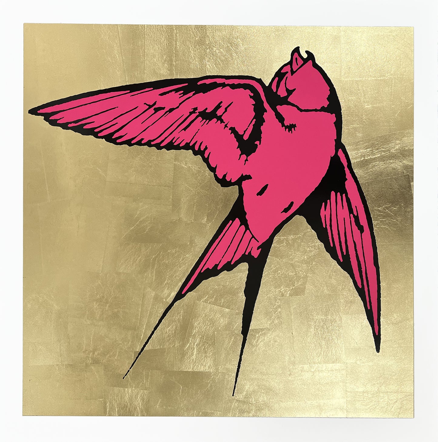 Dan Baldwin, LLove-and-Light-Deluxe-Gold, Blue, Gold leaf, Swallow, Bird, TAP Galleries, Essex Chelmsford Art Gallery