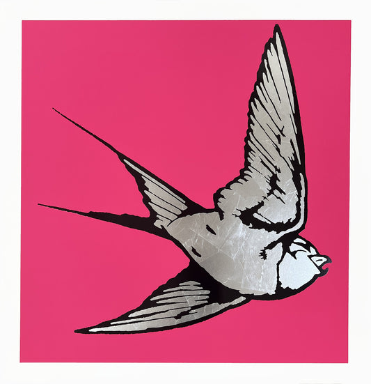 Dan Baldwin, Love and Light Deluxe Pink, Gold Leaf, Colour, Swallow, Bird, TAP Galleries, Essex Chelmsford Art Gallery