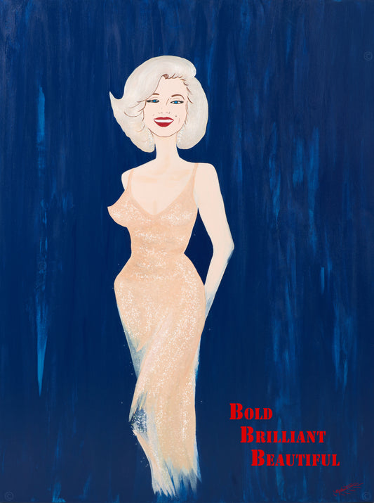 Jane Hepburn, Simple Marilyn, Bold-Brilliant, Beautiful, Artist, Artwork, Blue, Marilyn Monroe, TAP Galleries, Essex Chelmsford Art Gallery