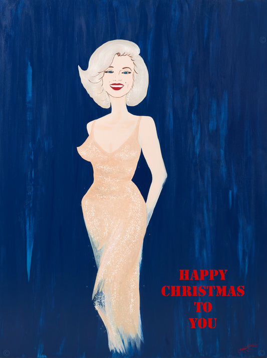 Jane Hepburn, Simple Marilyn, Happy Christmas To You, Artist, Artwork, Blue, Marilyn Monroe, TAP Galleries, Essex Chelmsford Art Gallery