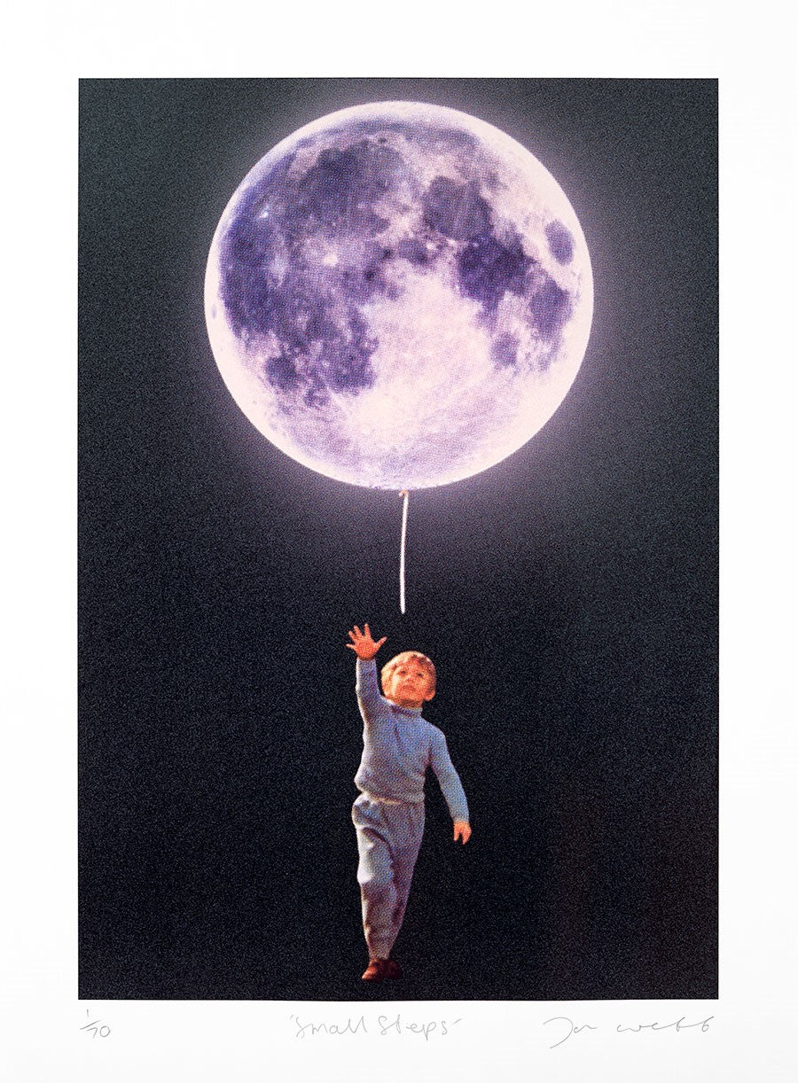 Joe Webb, Artist, Small Steps, College, Moon, Balloon, Turner Art Perspective, Essex Chelmsford Art Gallery