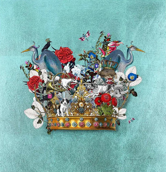 Kristjana Williams, Coronation Korona, Blue, Crown, Bee, Gog, Flowers, TAP Galleries, Essex Chelmsford Art Gallery