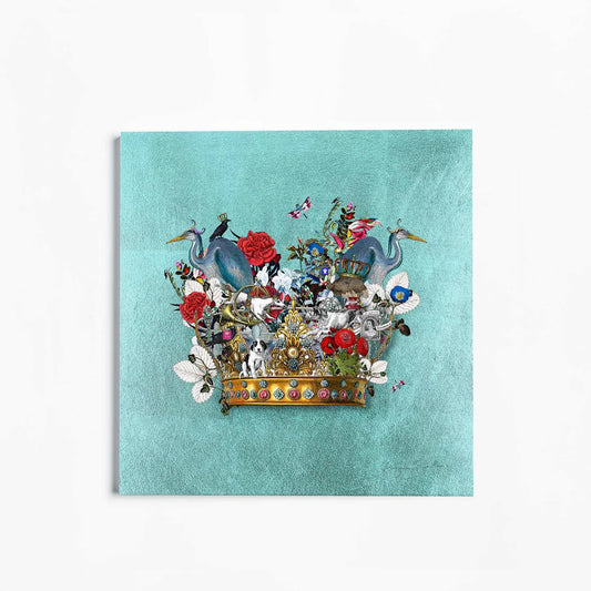 Kristjana Williams, Coronation Korona, Blue, Crown, Bee, Gog, Flowers, TAP Galleries, Essex Chelmsford Art Gallery