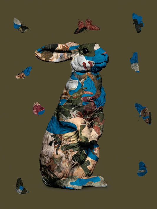 Magnus Gjoen, Artist, Do Not Go Lightly Into That Good Night, Rabbit, Butterfly, Blue, TAP Galleries, Essex Chelmsford Art Gallery