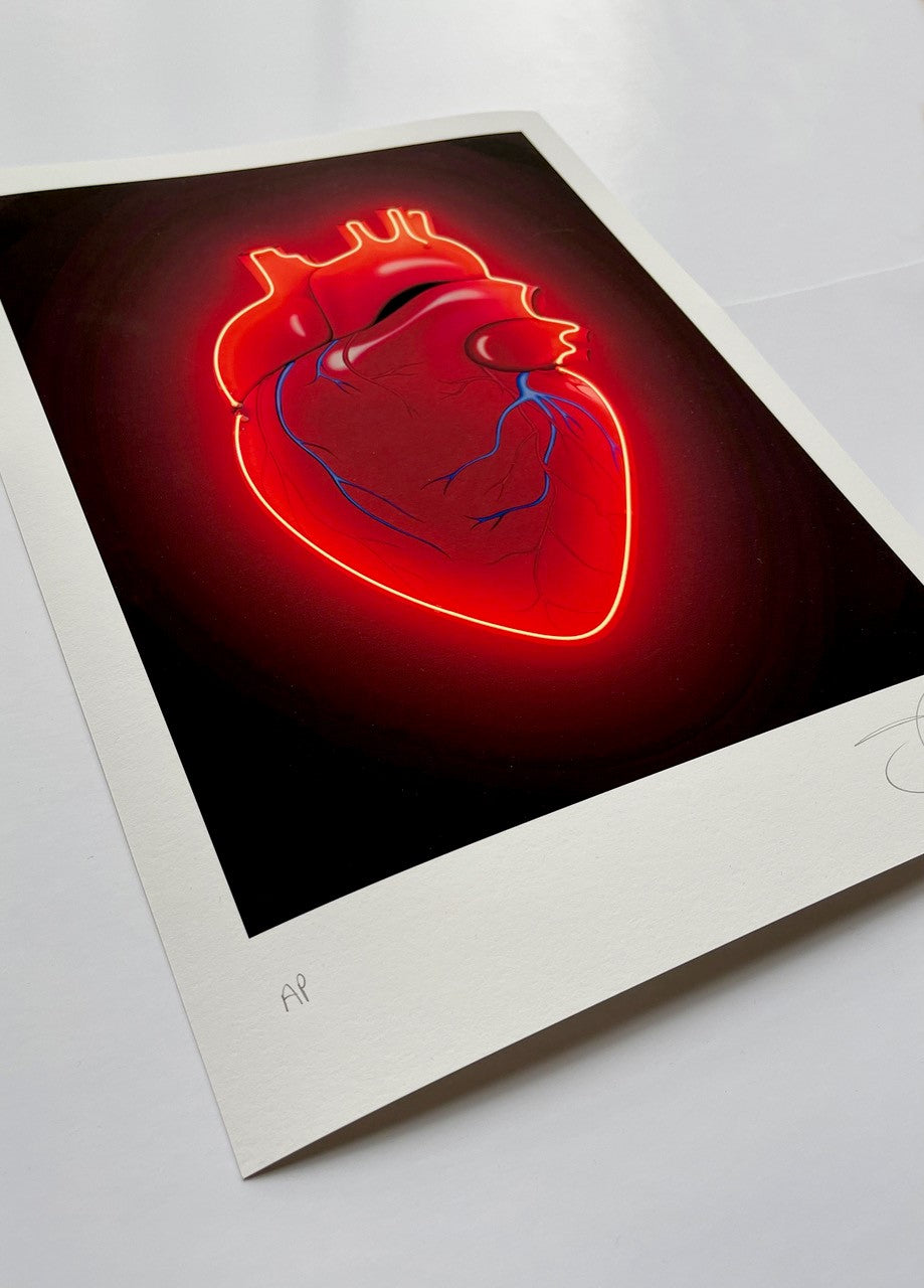 Sara Pope, Artist, Neon Heartbeat, Red, Blue, Love, TAP Galleries, Essex Chelmsford Art Gallery