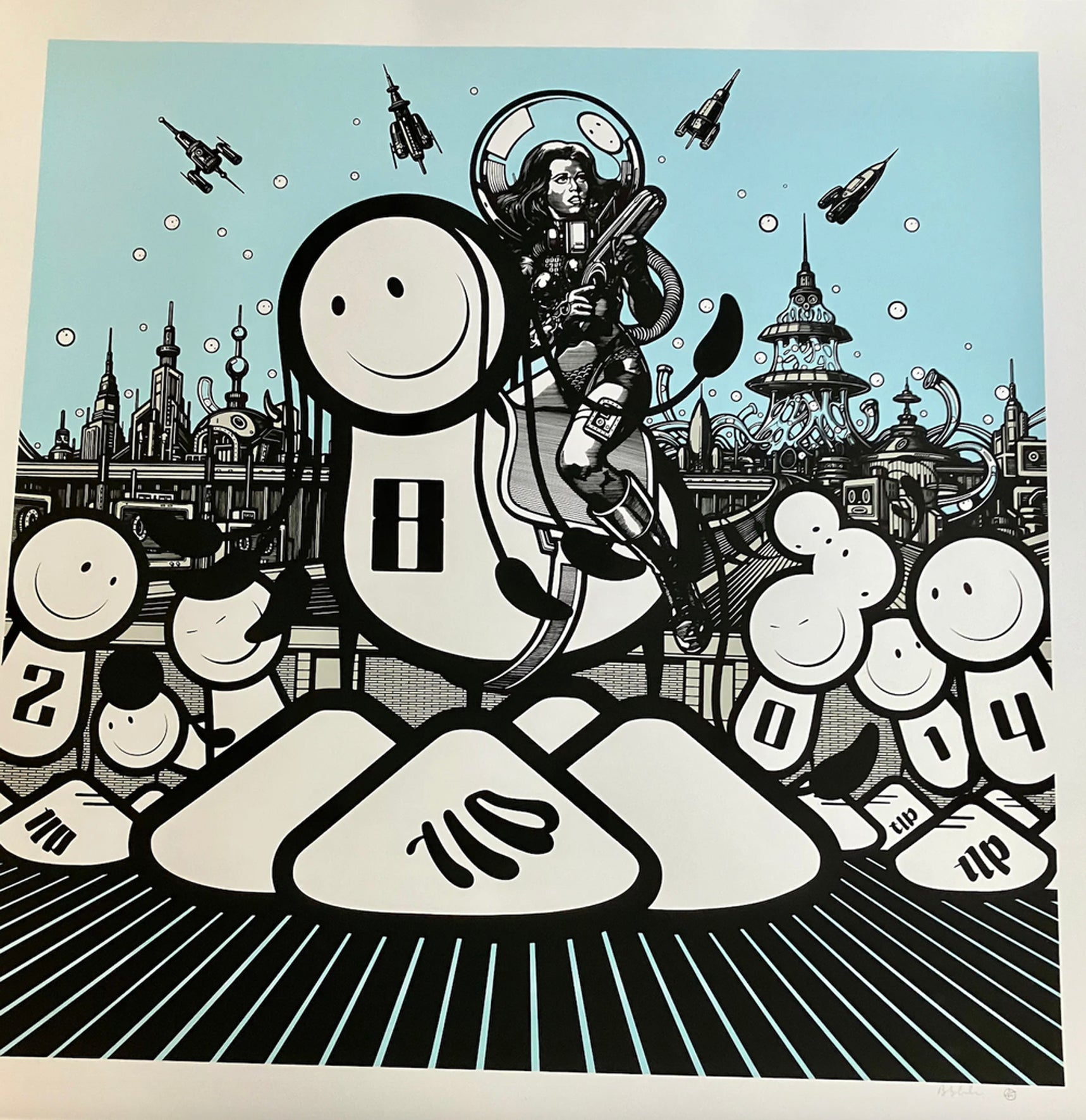 The London Police, Artist, Art, Boberella, Street Art, Pop Art, Blue, Smiley faces, Space girl, TAP Galleries, Essex Chelmsford Art Gallery