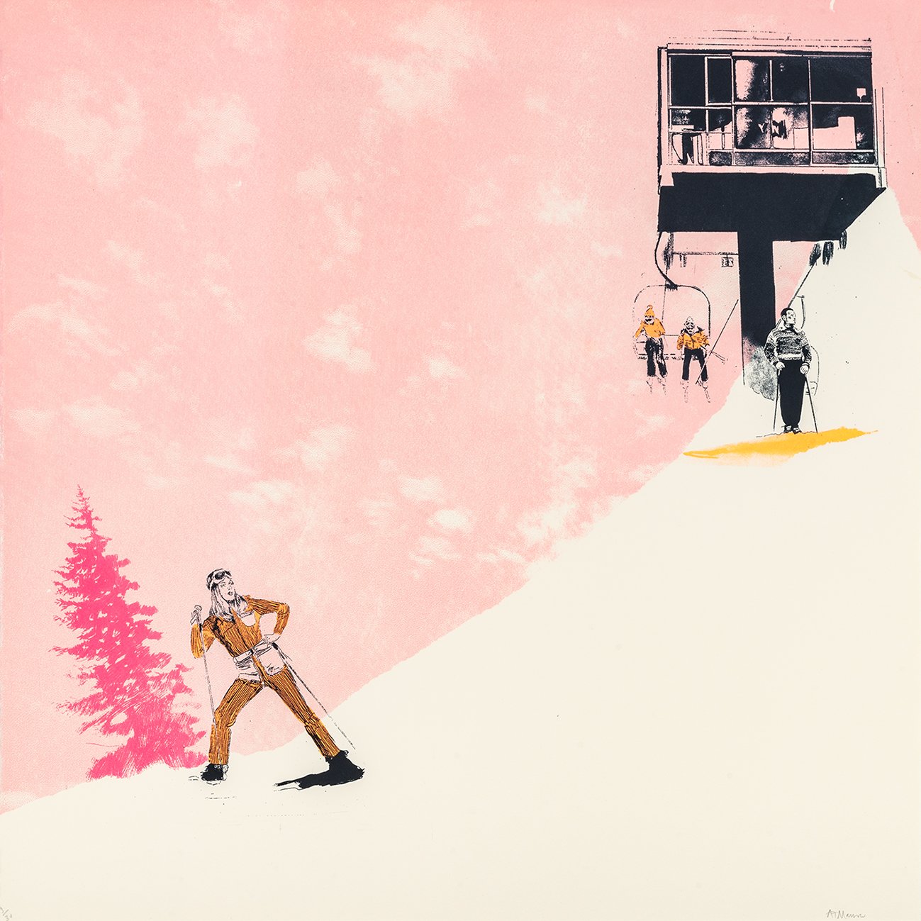 Anna Marrow, Artist, Lets Go Off Piste, Limited edition print, TAP Galleries, Essex Art Gallery