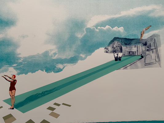 Anna-Marrow-Rebel-Girls-Pool-Party-Limited-Edition-TAP-Galleries-Hand-Painted-Screenprint-Blue-Sky
