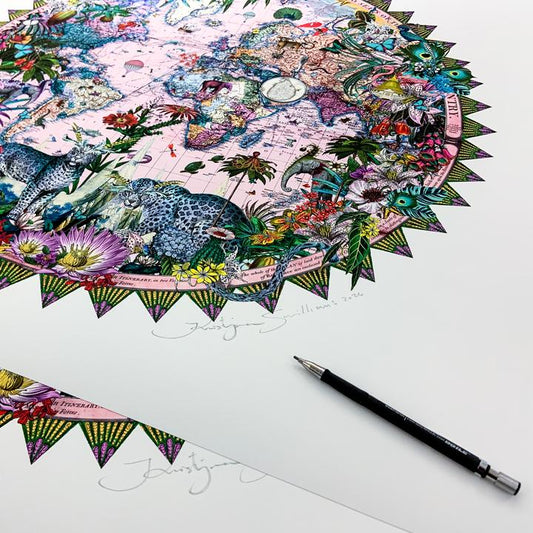 Kristjana Williams- Artist, Ceylon, Leopard, Circular Solsetur, Limited edition -TAP Galleries, Essex Gallery