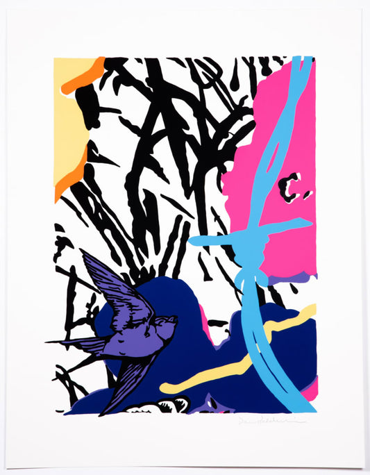 Dan Baldwin- Artist, Utopia, Blue, Bird, Limited edition Print -TAP Galleries, Essex Art Gallery