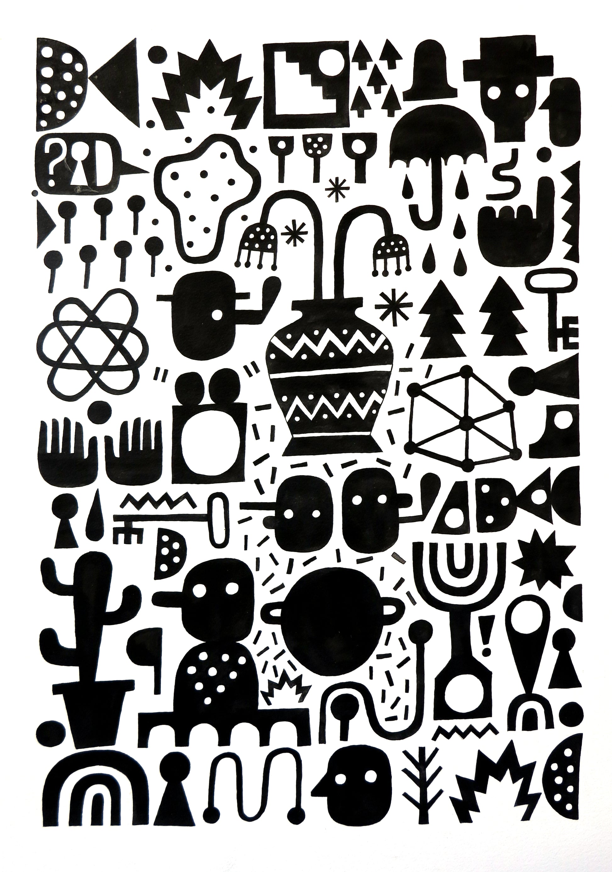 Urban street artist David Shillinglaw Black & white shapes