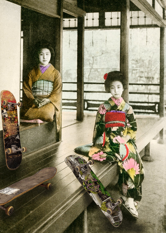 Gavin Mitchell - Artist, Skatepark III, Limited edition print, Geisha girls, Essex Art Gallery, TAP Galleries