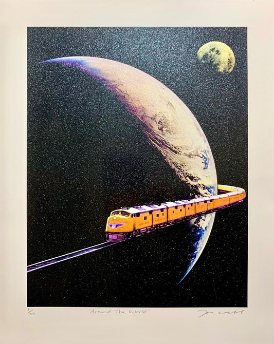 Joe Webb- Around the world, Limited edition, Moon, Space, Train, Planet -TAP Galleries