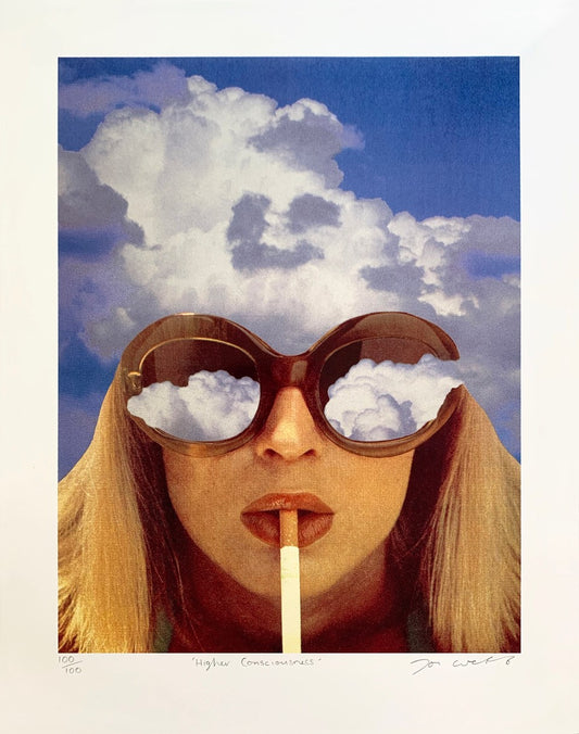 Joe Webb- Higher Consciousness, Limited edition, Sunglasses, Cigarette, Clouds -TAP Galleries