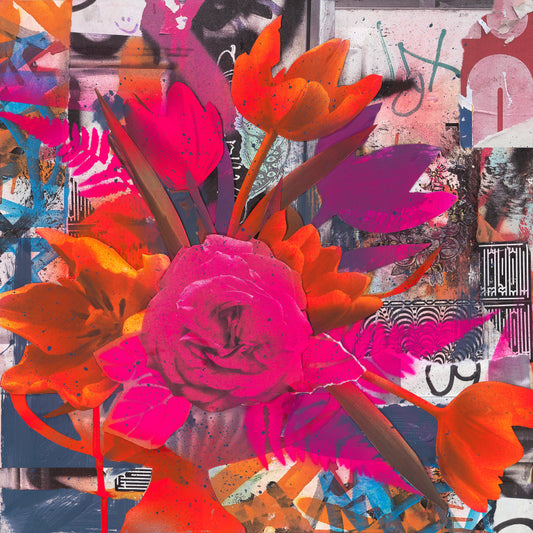 A Beautiful Curious Art print Daze Pink Flowers collage