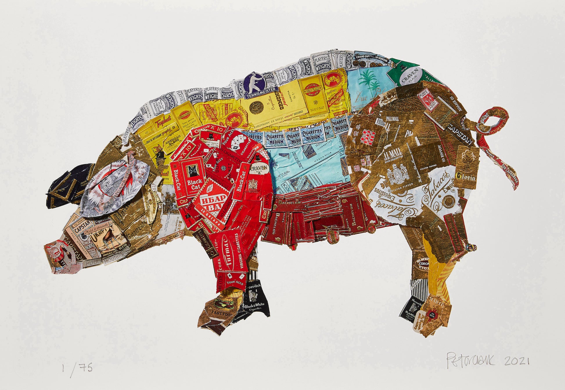 Peter Clarke- Smoked Bacon, Limited edition, Print, Collage, Pig -TAP Galleries, Essex Galleries