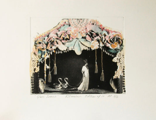 Rosie Emerson- Glass swans, Limited edition, Water colour, -TAP Galleries, Essex Gallery