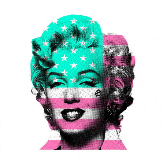 Marilyn Monroe with USA Stars & Stripes flag, mint green & pink Ben Allen-TAP-Galleries