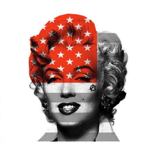 Marilyn Monroe with USA Stars & Stripes flag, red & grey Ben Allen-TAP-Galleries