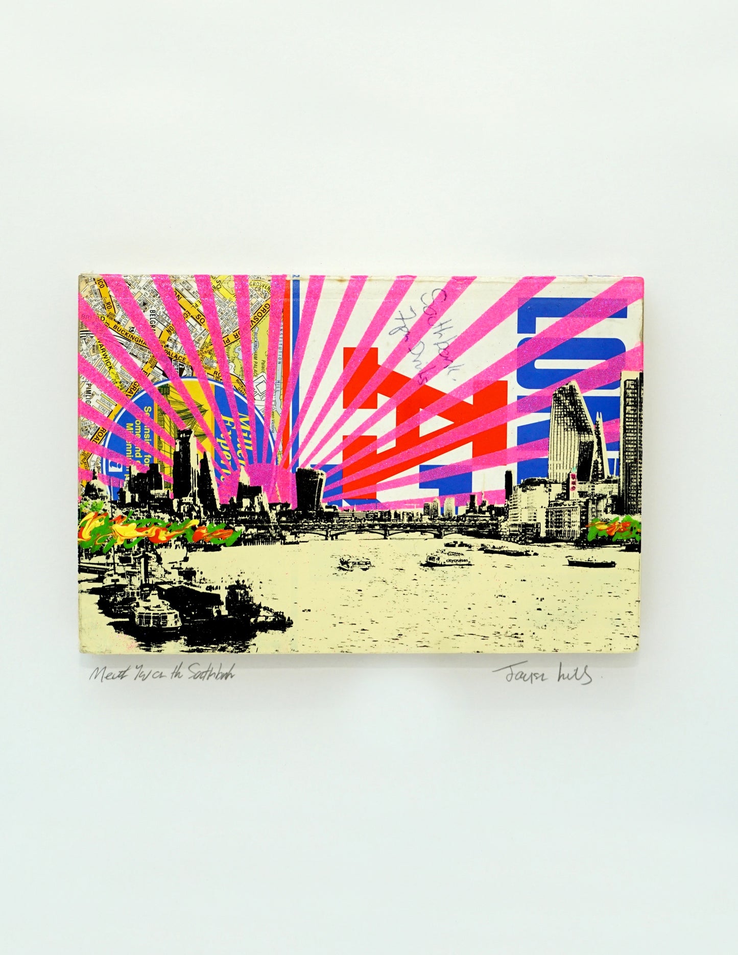 Jayson Lilley, Artist, Meet You on The Southbank, TAP Galleries, Online print store, A to Z vintage books, pink, London,