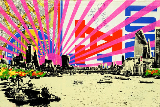 Jayson Lilley, Artist, Meet You on The Southbank, TAP Galleries, Online print store, A to Z vintage books, pink, London,