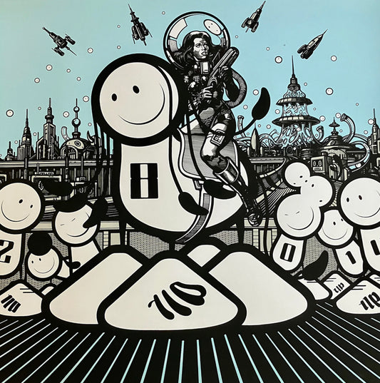 The London Police, Artist, Art, Boberella, Street Art, Pop Art, Blue, Smiley faces, Space girl, TAP Galleries, Essex Chelmsford Art Gallery