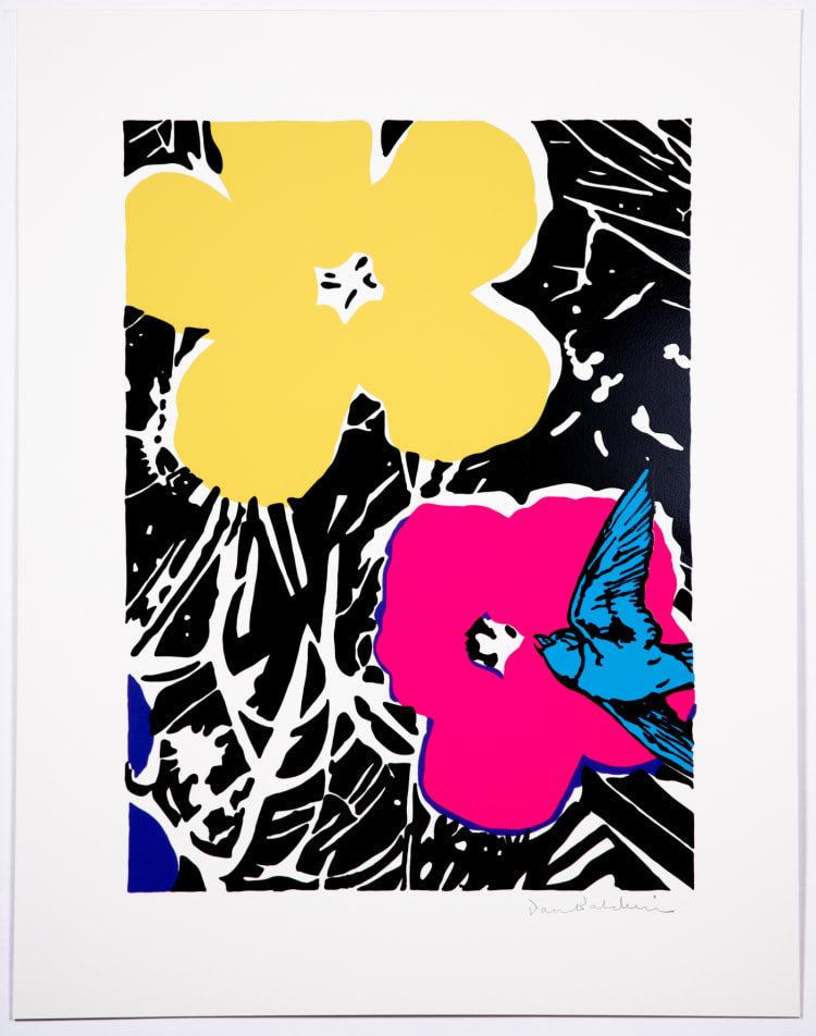 Dan Baldwin- Artist, Delirium, Yellow, Floral, Bird, Limited edition, Print- TAP Galleries, Essex Art Gallery