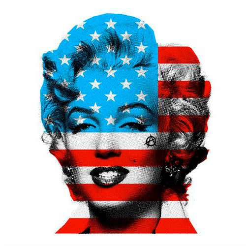 Marilyn Monroe with USA Stars & Stripes flag, red white & blue-Ben-Allen-TAP-Galleries
