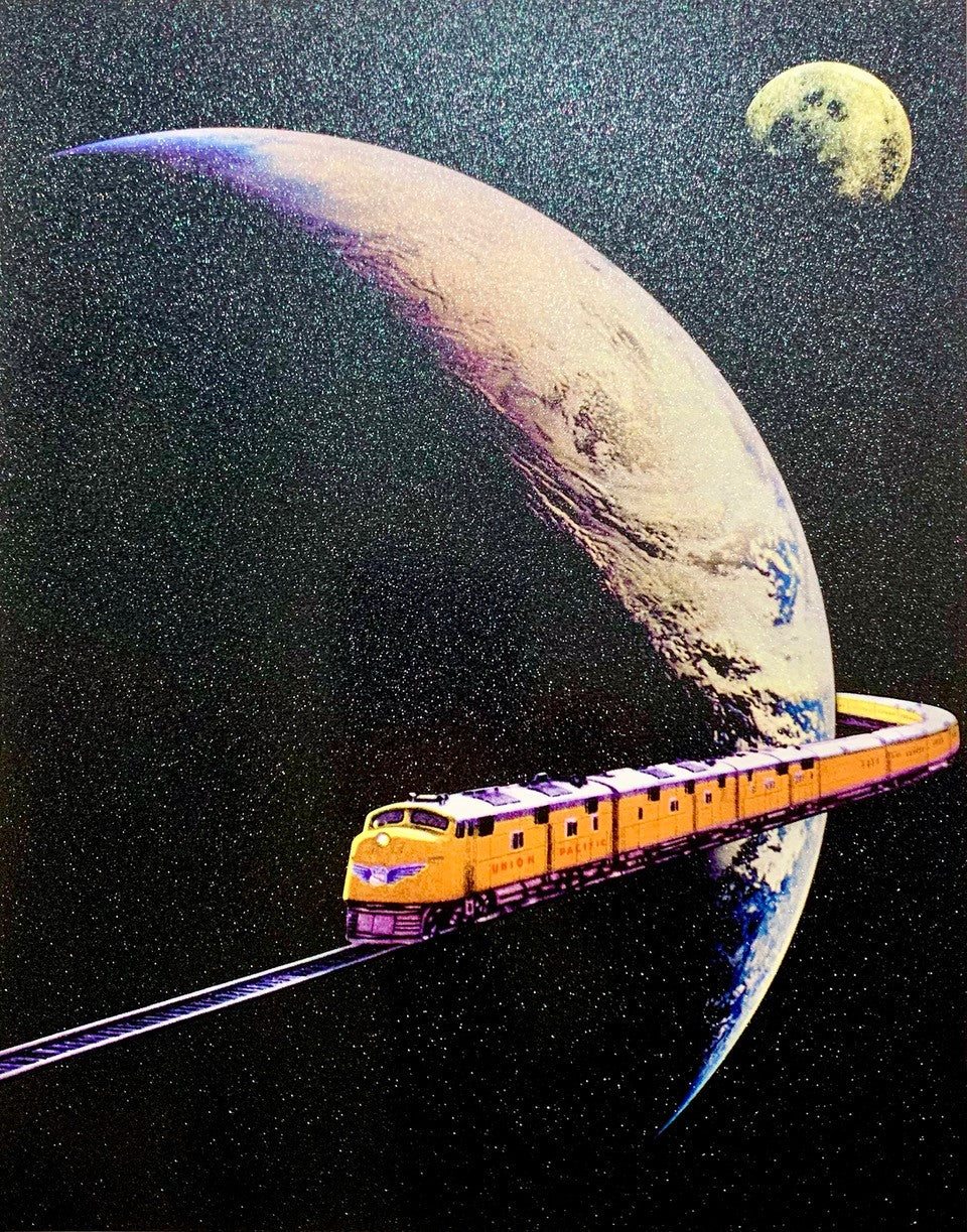 Joe Webb- Around the world, Limited edition, Moon, Space, Train, Planet -TAP Galleries 