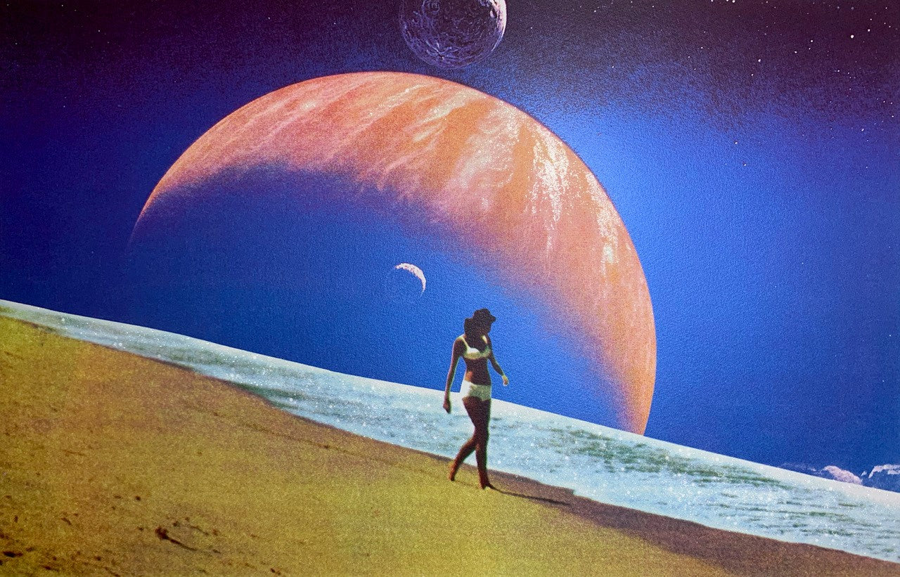 Joe Webb- End of the world, Limited edition, Space, Planet, Beach, Sea, Woman -TAP Galleries