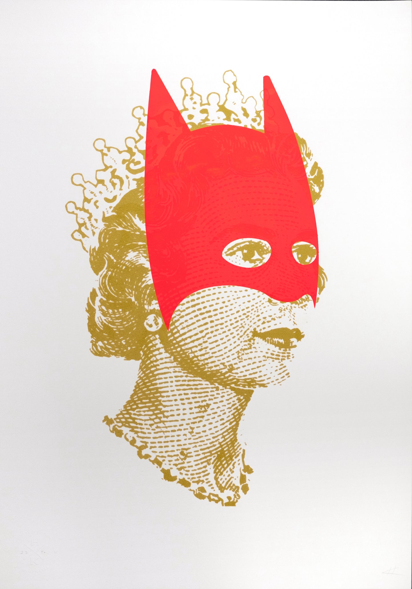 Heath Kan- Rich Enough To Be Batman, Red, Gold, Queen, Screenprint, -TAP Galleries, Essex Art Gallery