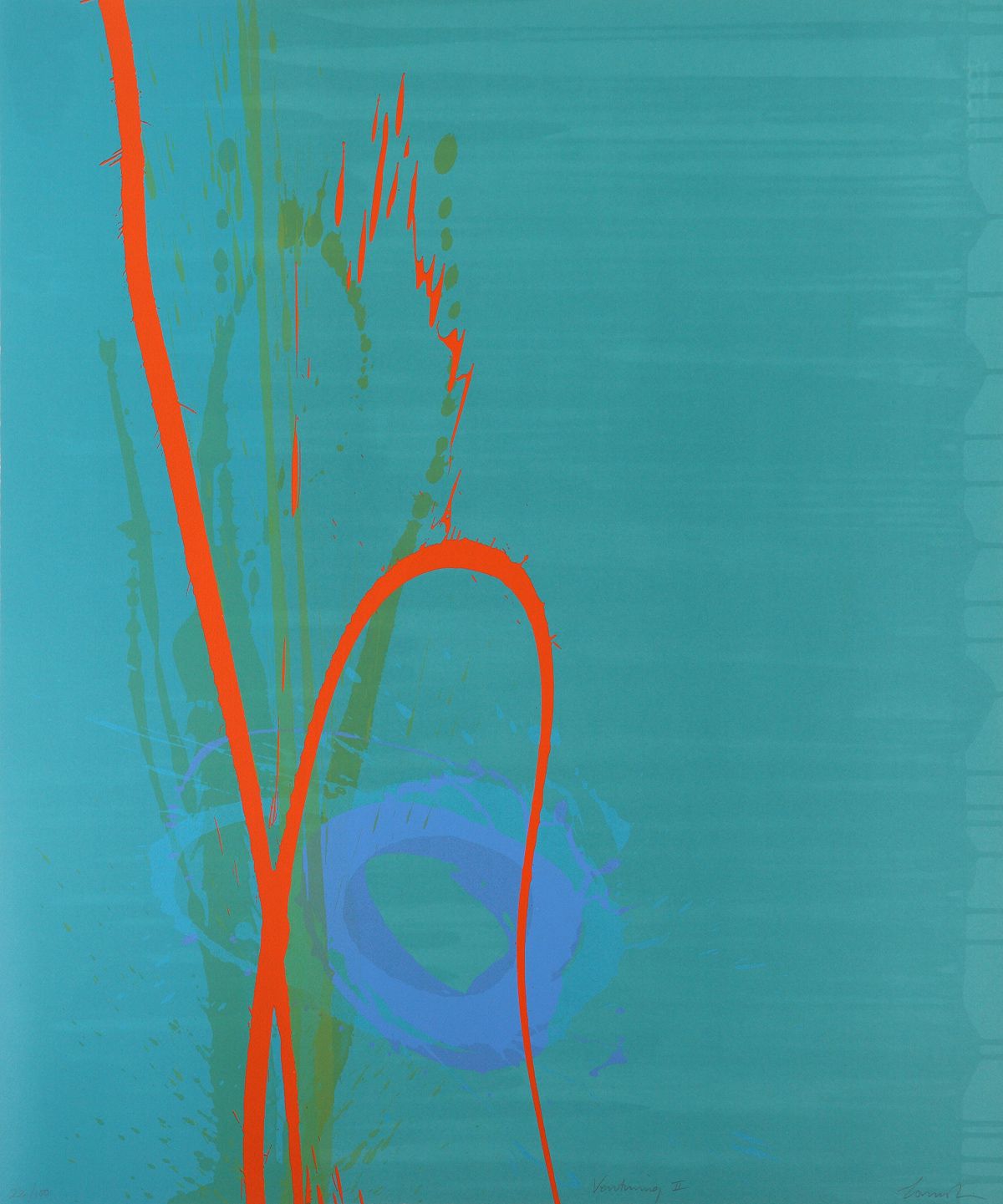 Charlotte-Cornish-VenturingII-Limited-Edition-Silkscreen-Paint-abstract- Bright-Colour-Blue-Red-Green-TAP-Galleries