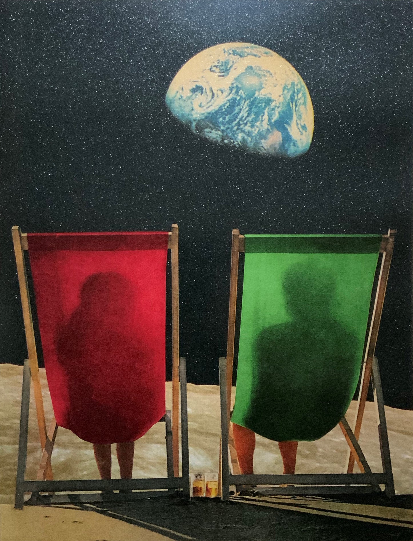 Joe Webb- Wish You Were Here, Limited edition, Red, Green, Space, Moon, Stars -TAP Galleries
